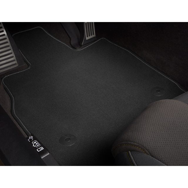 First-Row Carpeted Floor Mats in Jet Black with Sky Cool Grey Binding