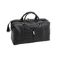 Premium Leather Travel Bag in Jet Black with Crossed Flags Logo