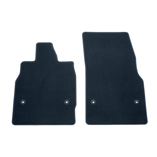 First-Row Carpeted Floor Mats in Twilight Blue with Vivid Blue Binding
