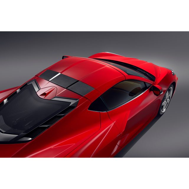 Visible Carbon Fiber Roof Bow with Torch Red Trim