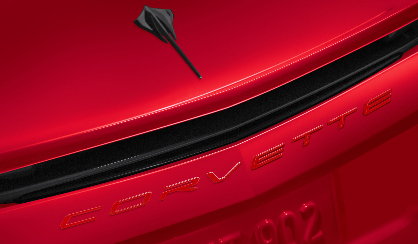 Corvette Script Rear Emblem in Torch Red